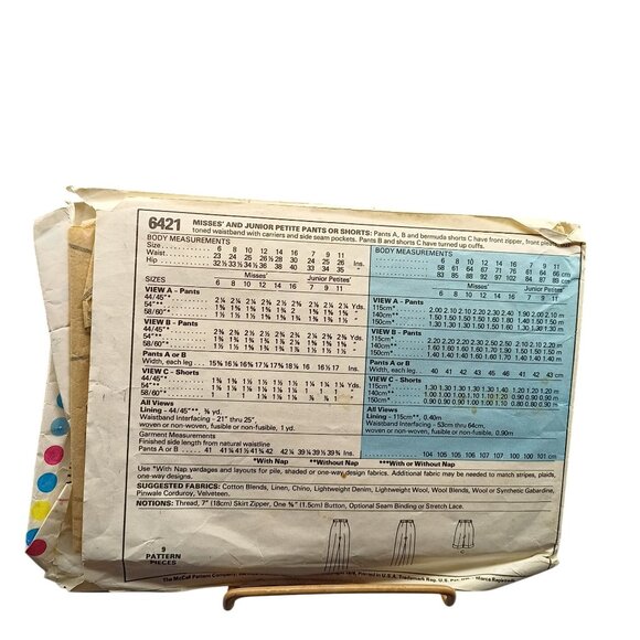 Vintage Mcalls 6421 Misses Sewing Pattern Pants Shorts 70S Retro Fashion Design - Picture 2 of 2